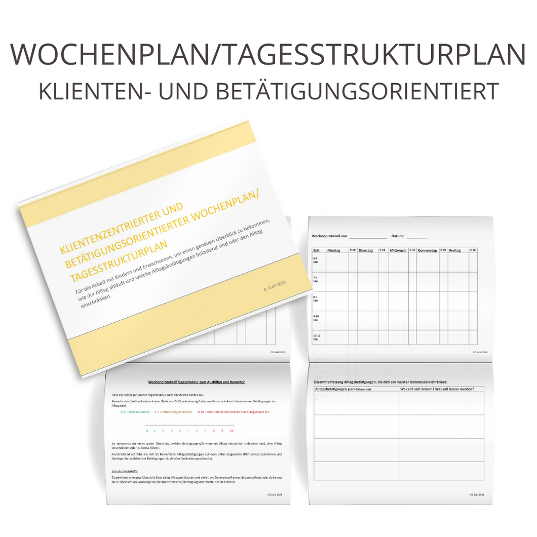Klientenzentrierter und Betätigungsorientierter Wochenplan/Tagesstrukturplan