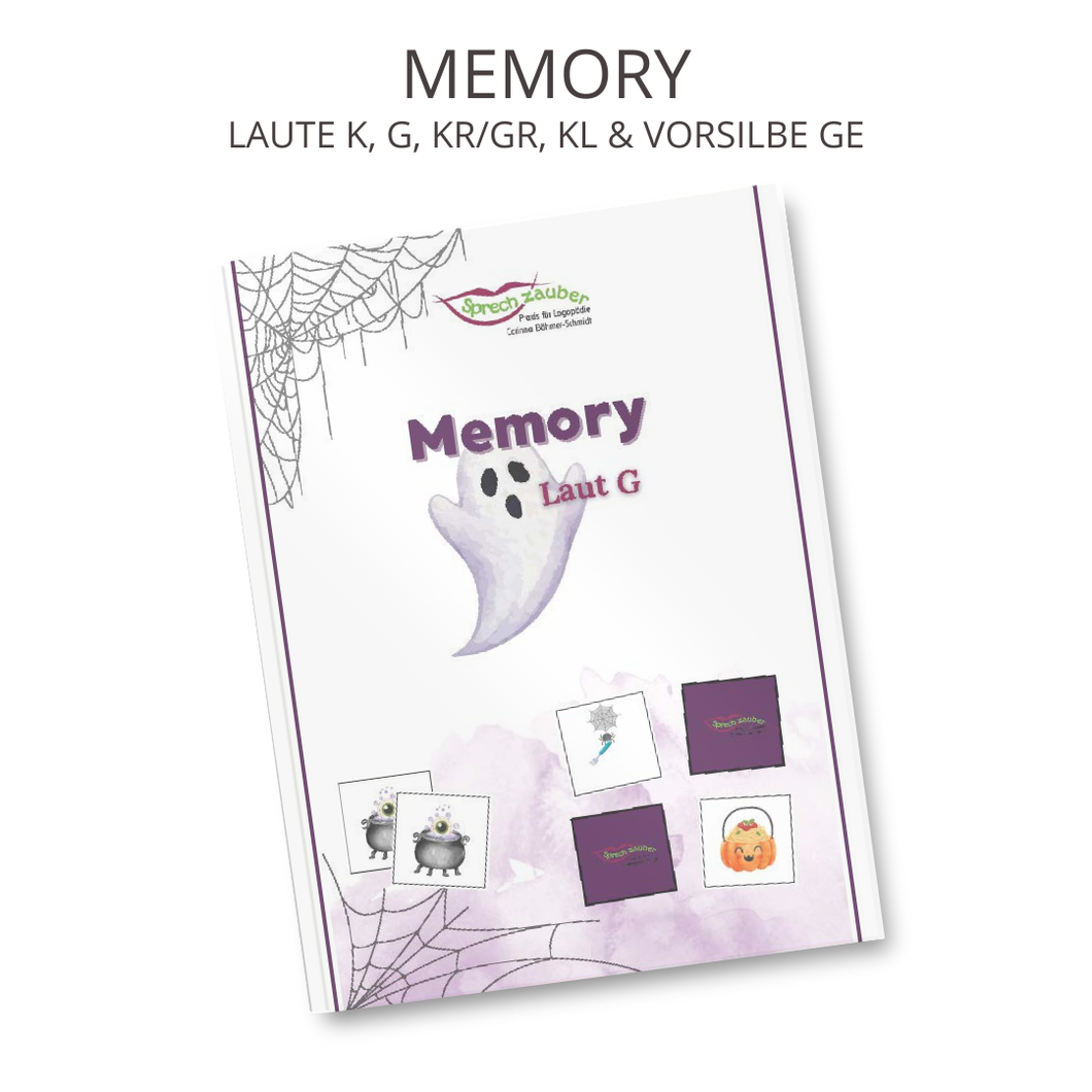 Gespenstiges Memoryset Laute K, G, KR/GR, KL & Vorsilbe GE