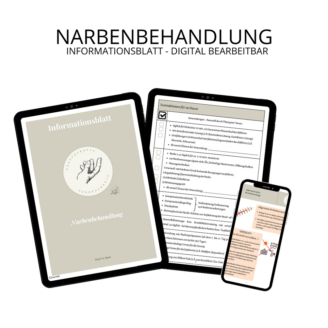 Informationsblatt Narbenbehandlung mit Formularfeldern (digital bearbeitbar)