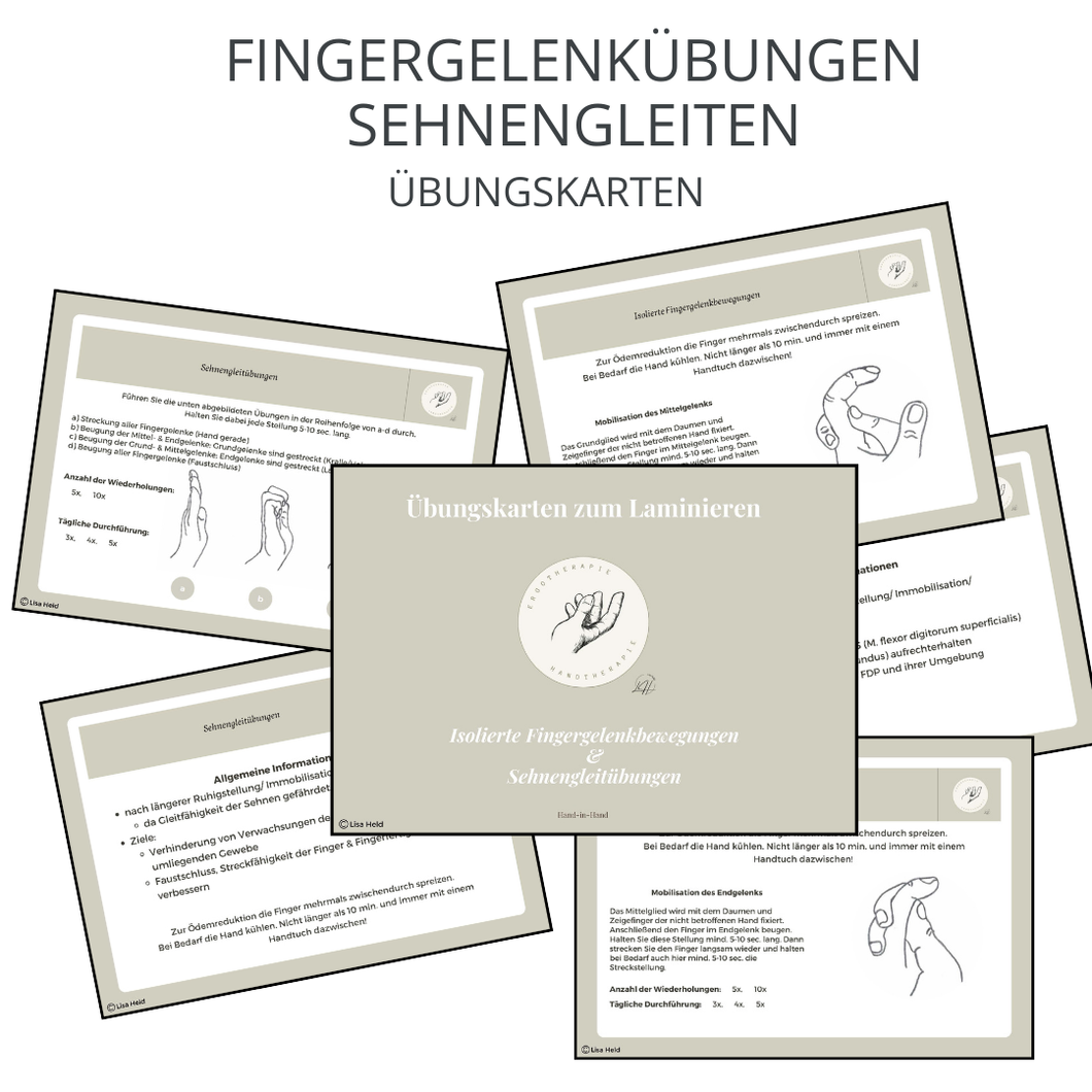 Isolierte Fingergelenkbewegungen & Sehnengleitübungen - Übungskarten