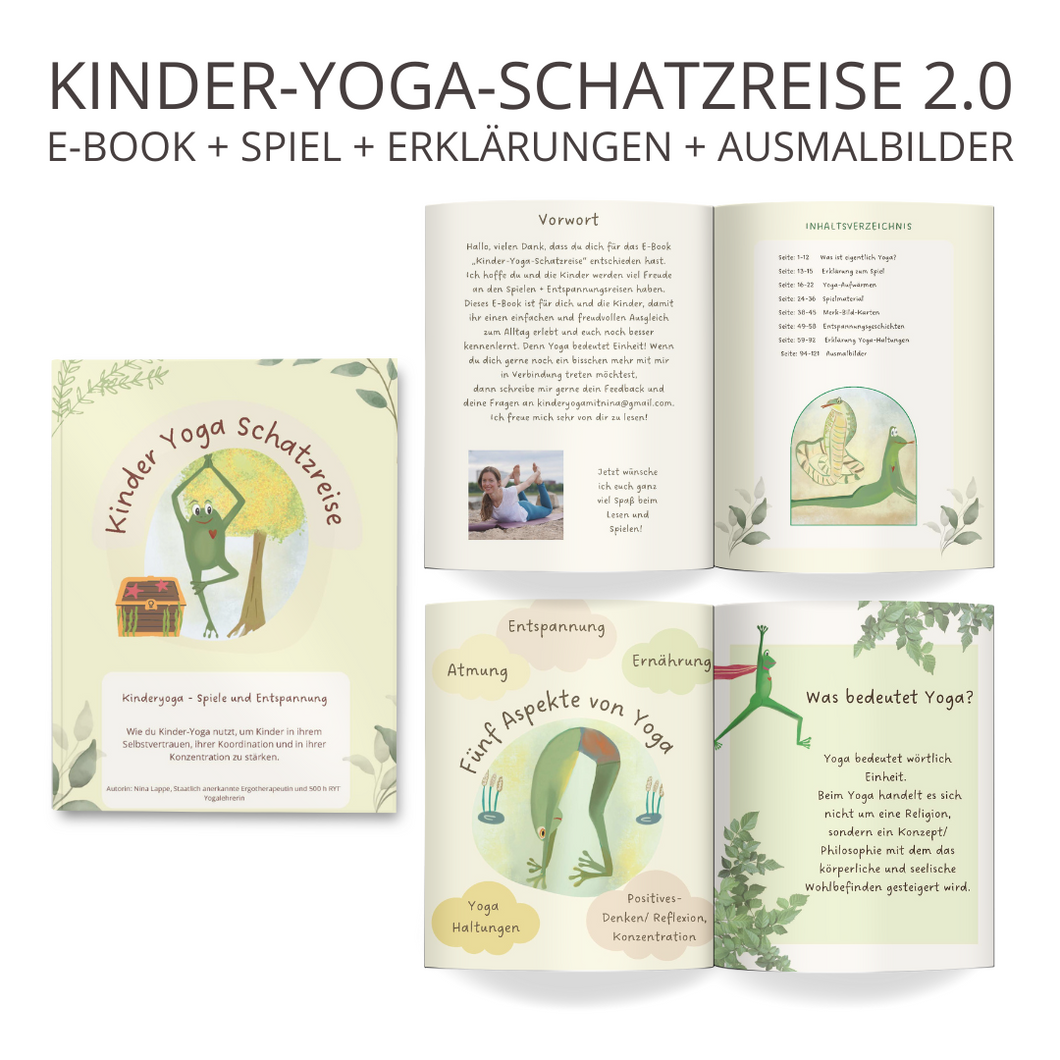 Kinder-Yoga-Schatzreise (E-Book + Spiel + Erklärungen + Ausmalbilder) 2.0.Version