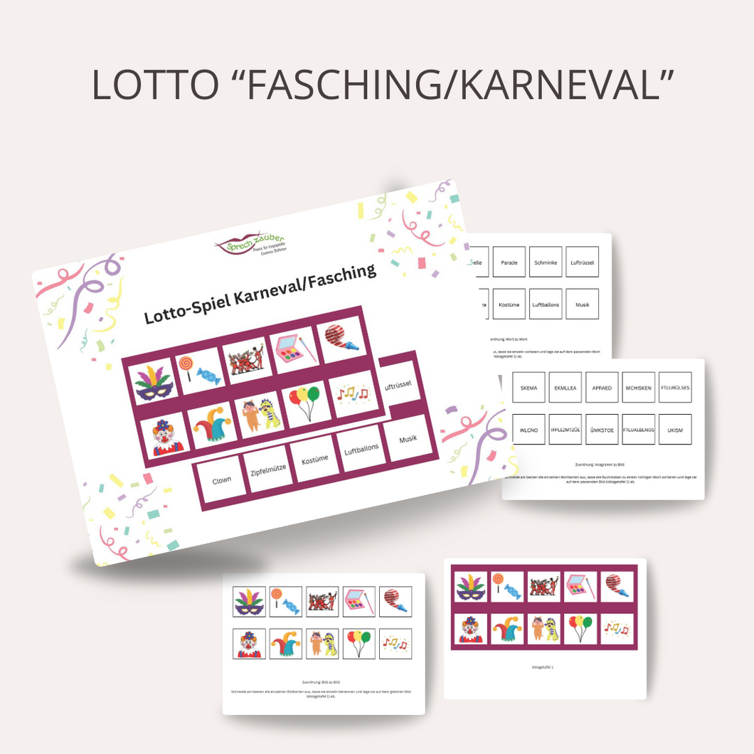 Lotto-Spiel Aphasie Fasching/Karneval