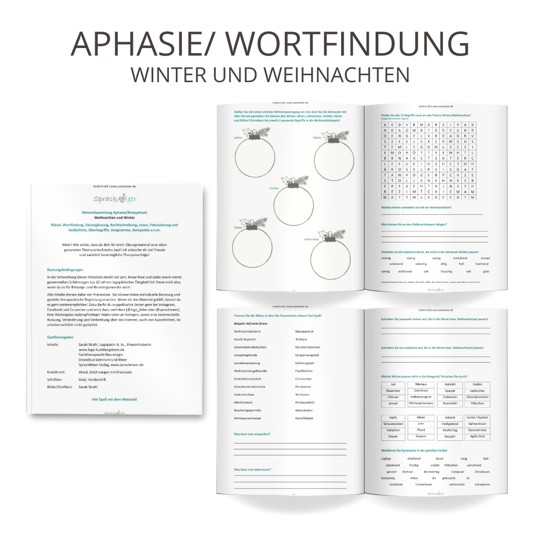 Wortfindung Arbeitsblatter Aphasie Zum Ausdrucken