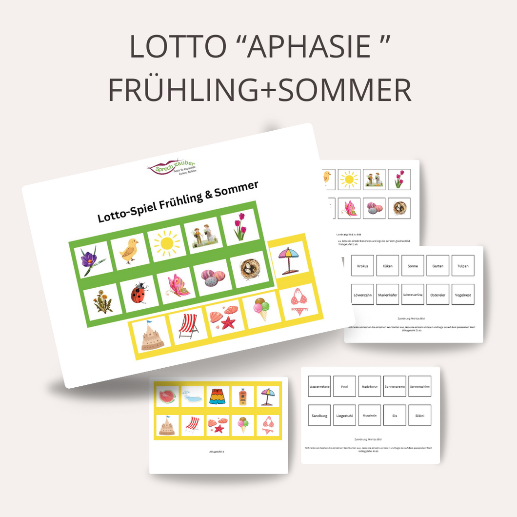 Lotto-Spiel Aphasie Frühling + Sommer