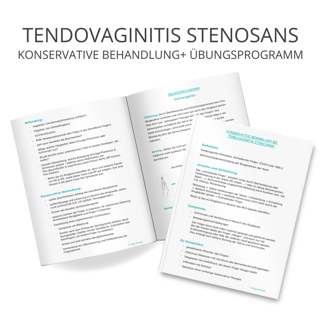 Konservative Behandlung Tendovaginitis Stenosans + Übungsprogramm